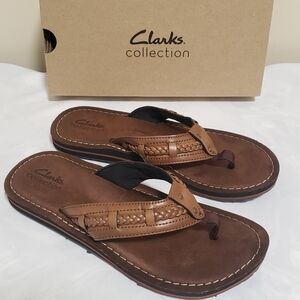 Clarks Brown Tan Braided Leather Women's Sandals